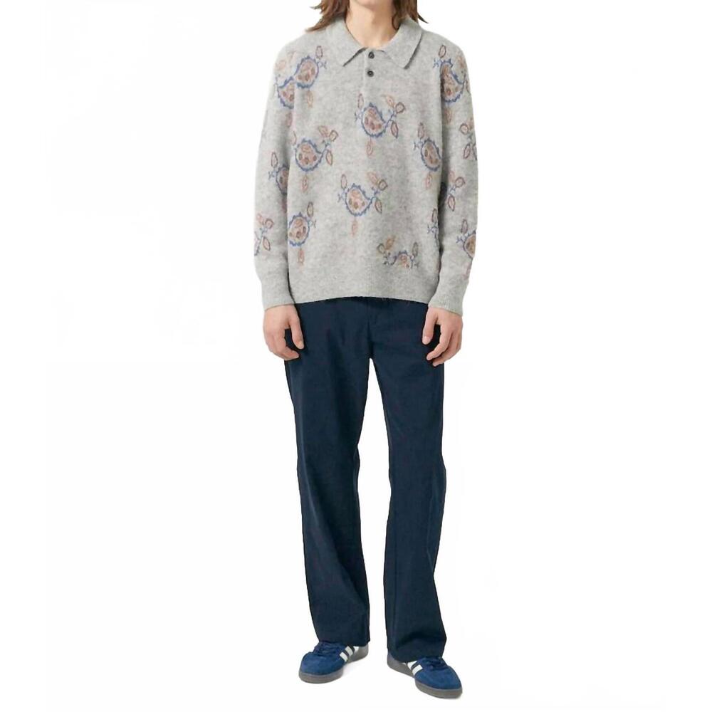 NEW CORRIDOR maya long sleeve polo shirt in grey